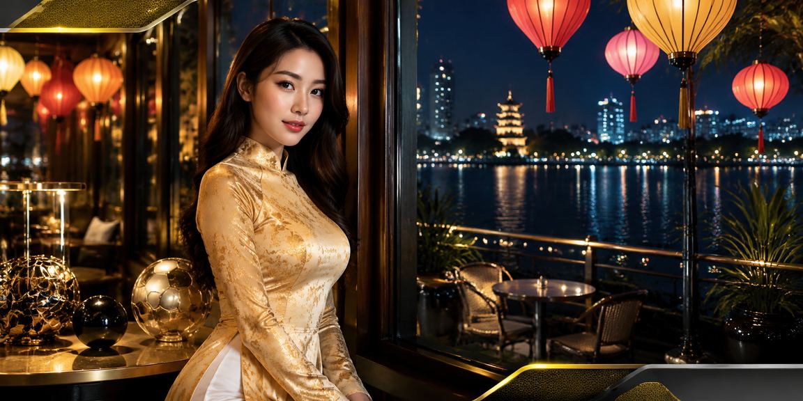 Người dùng tại Hà Nội đặt cược thể thao qua điện thoại trong trang phục áo dài truyền thống